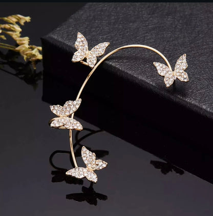 Crystal Butterfly Ear Cuff 2 Piece Set