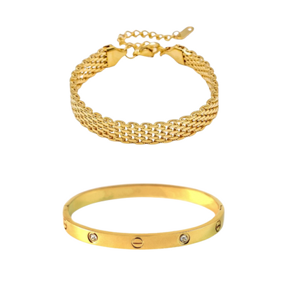 Rowena Bracelet and Cartier Love Bangle