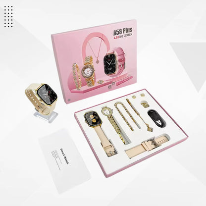 A5 Ladies Analog & Smart Watch With Jewelry Set.