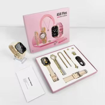 A5 Ladies Analog & Smart Watch With Jewelry Set.