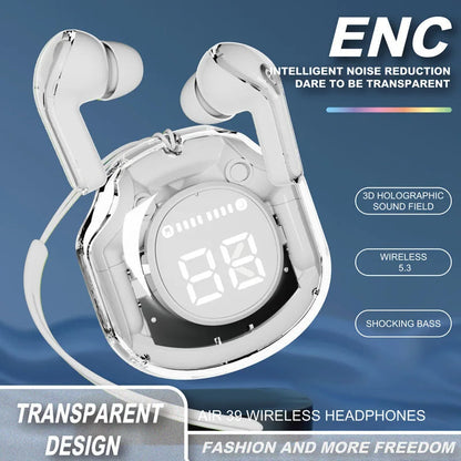 "Transparent ENC Bluetooth 5.3 Earbuds"