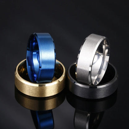 Elegant 8mm Stainless Steel Rings in 4 Colors