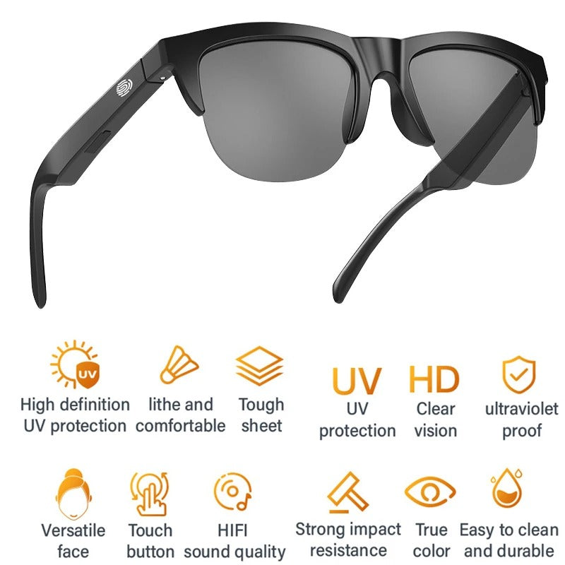 Bluetooth Sunglasses: Fashionable Anti-Blue Light Smart Glasses with Touch Control and Dual Speakers